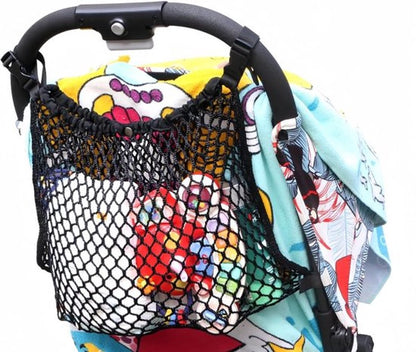 Stroller Net - Stroller/Buggy Net - Buggy Stroller Organizer - Universal - Buggy Bag Organizer - Hanging Mesh Storage Bag - Stretch Material - 35x30 Cm - Black - 1 Piece