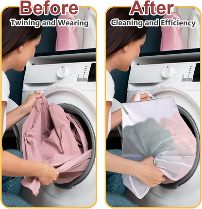 Laundry Bags 2 Pieces - Laundry Bags - Laundry Nets - Laundry Bags with Zippers - Protect Your Laundry and Washing Machine - 50x40x10 Cm - Large Laundry Net - Mesh Laundry Bags with Zippers - Reusable Laundry Bag with Handle - For Home, Dormitory, Hotel,