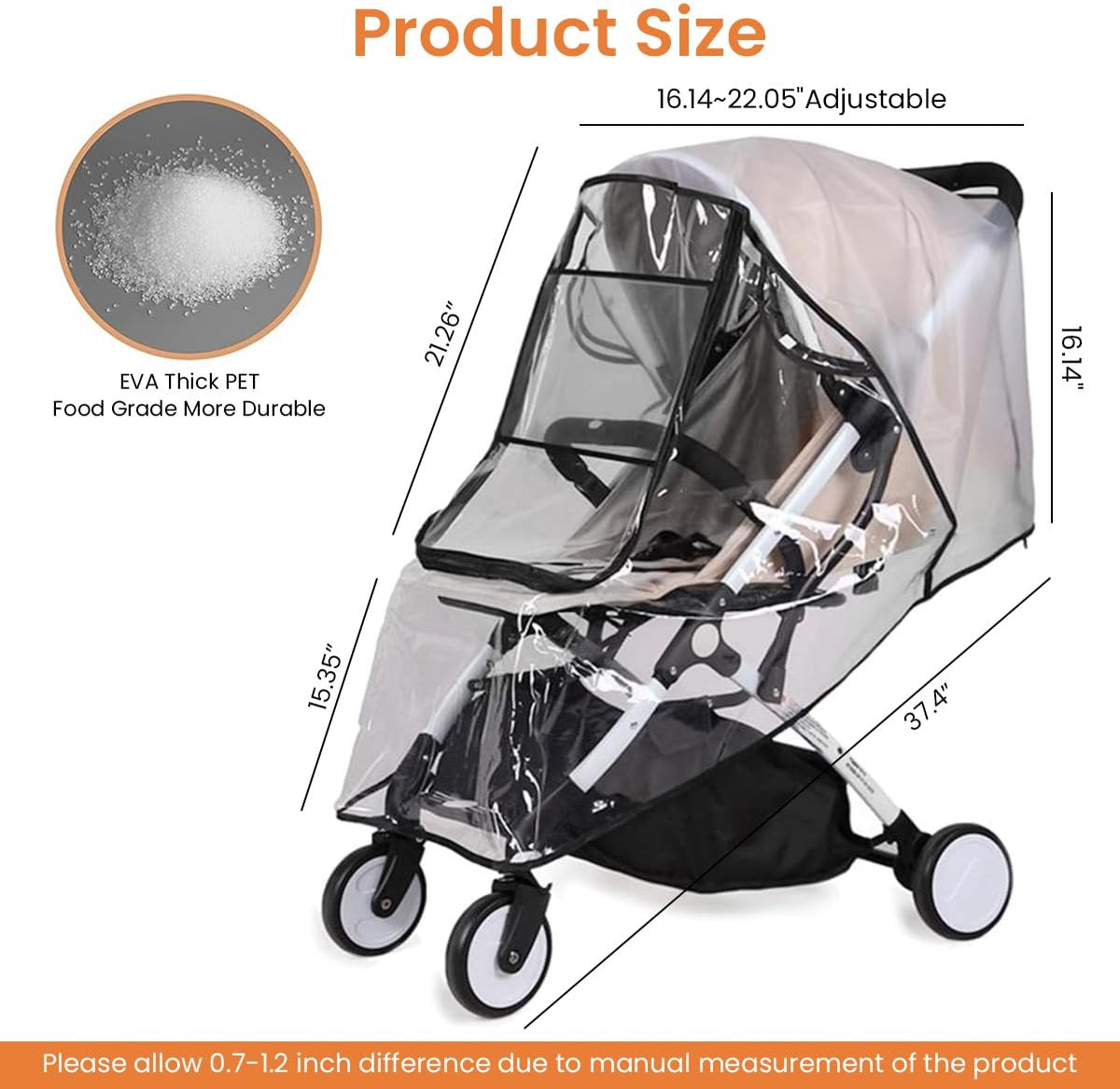 Stroller Rain Cover - Universal - Stroller Rain Cover - Buggy Rain Cover - Rain Cover for Stroller - Universal Stroller Accessory - Baby Weather Protection - Baby Travel Weather Shield - Windproof Waterproof - Protection Against Dust and Snow