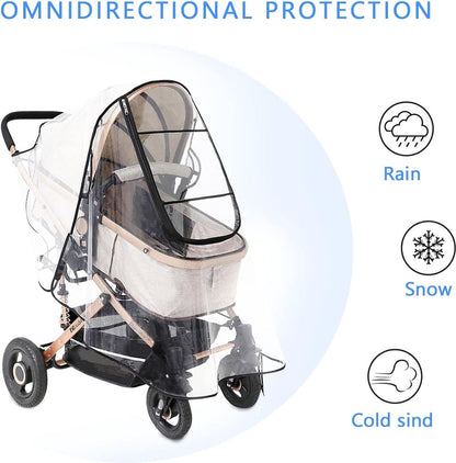Stroller Rain Cover - Universal - Stroller Rain Cover - Buggy Rain Cover - Rain Cover for Stroller - Universal Stroller Accessory - Baby Weather Protection - Baby Travel Weather Shield - Windproof Waterproof - Protection Against Dust and Snow