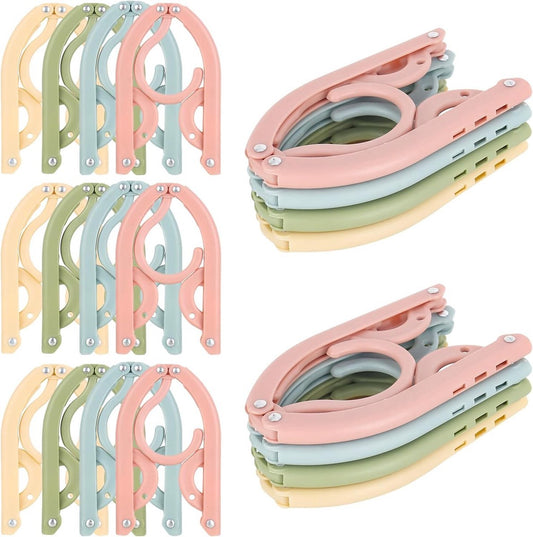12 Pieces Clothes Hangers - Foldable Clothes Hangers - Anti-Slip - Coat Hangers - Trouser Hangers - Travel Clothes Hangers - Durable & Portable - Trackless - Plastic - Bedroom Organizers - Travel Accessories - Space-Saving Clothes Hangers