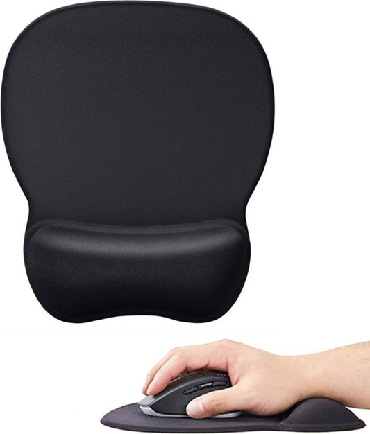 Mouse Pad with Wrist Rest - Ergonomic Mouse Pad - Gel Mouse Pad - Non-Slip - Prevent Wrist Fatigue - Suitable for Gaming, School, and Office - 24 x 21 cm - Black