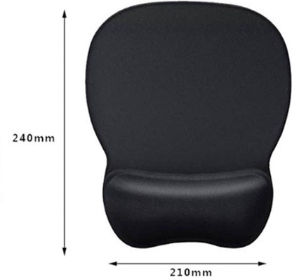 Mouse Pad with Wrist Rest - Ergonomic Mouse Pad - Gel Mouse Pad - Non-Slip - Prevent Wrist Fatigue - Suitable for Gaming, School, and Office - 24 x 21 cm - Black