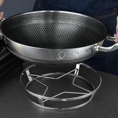 Pan Rack - Pot Stand - Stainless Steel Grill Holder - Steam Grid - Cooking Stand - Pan Trimmer - Pot Trimmer - Scratch-Resistant - Heat Resistant - For Hot Dishes - Pan Accessories - Round - Stainless Steel