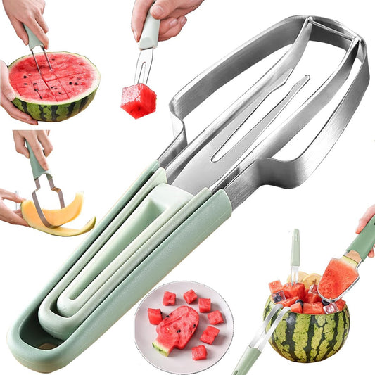 3 In 1 Melon Slicer - Fruit - Cutting - Stainless Steel - Durable - Knife - Fruit Slicer - Fruit Decoration - Small Knife - Toolsformen - Multifunctional Fruit Knife - Portable - For Watermelon / Mango / Melon