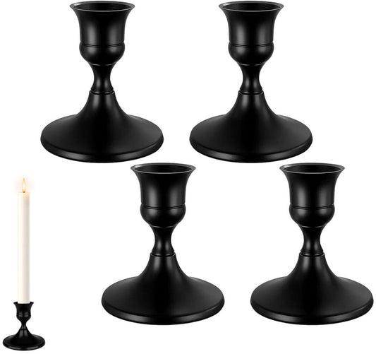 4 pieces - Candle holder - Candlestick - Candle holder - Decorative Candle Stands - metal candle holders - vintage decoration - home decoration - candle accessories - for wedding, Christmas, living room, wedding ceremony - 6.7*6.7*7 cm - black