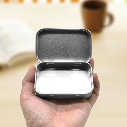 4 pieces - Iron box - Storage box - Portable box - storage box - jewelry box - rectangular metal tins - metal hinged boxes - with lid - for home and outdoors - 9.5*6*2.1 cm - silver