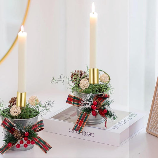 4 pieces - Candle holder - candle holder - candlestick - Christmas wreath candle holders - metal candlestick - Christmas decorations - home decor - candle accessories - 2.5*2.5*11 cm - gold-colored