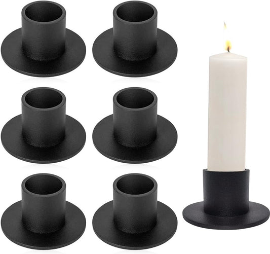 6 pieces - Candlesticks - Candle holder - Candle stand - metal candle holders - modern candle holders - home decoration - for the living room, parties, Christmas, weddings - Φ2.5 cm - 5*2.7 cm - black