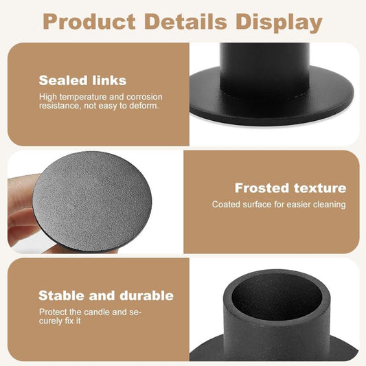 6 pieces - Candlesticks - Candle holder - Candle stand - metal candle holders - modern candle holders - home decoration - for the living room, parties, Christmas, weddings - Φ2.5 cm - 5*2.7 cm - black