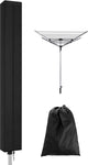Dryer Cover - Protective Cover - Rotating Clothesline Cover Waterproof Fabric - 165x16x16 cm - Universal Dryer Cover - Heavy Duty Rotating Clothesline Cover with Zipper - Protective Weatherproof Cover for Garden Dryer and Drying Rack - Black