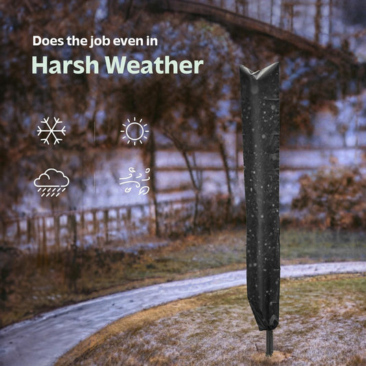 Dryer Cover - Protective Cover - Rotating Clothesline Cover Waterproof Fabric - 165x16x16 cm - Universal Dryer Cover - Heavy Duty Rotating Clothesline Cover with Zipper - Protective Weatherproof Cover for Garden Dryer and Drying Rack - Black