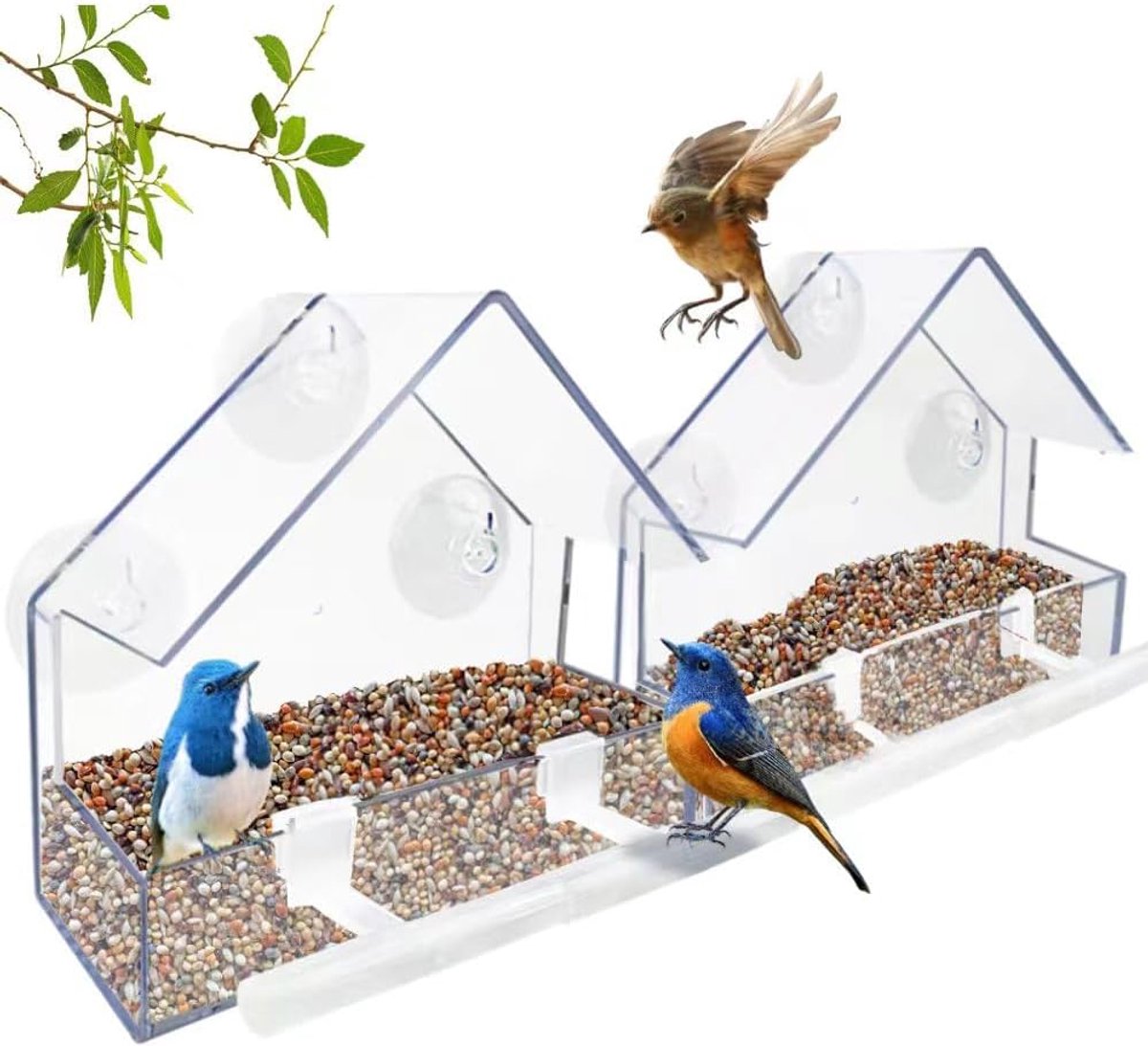 Window Bird Feeder - 2 Pieces Hanging Birdhouse - bird feeder - Transparent with Suction Cup - Transparent Window Feeder - Transparent - outdoor birdhouse