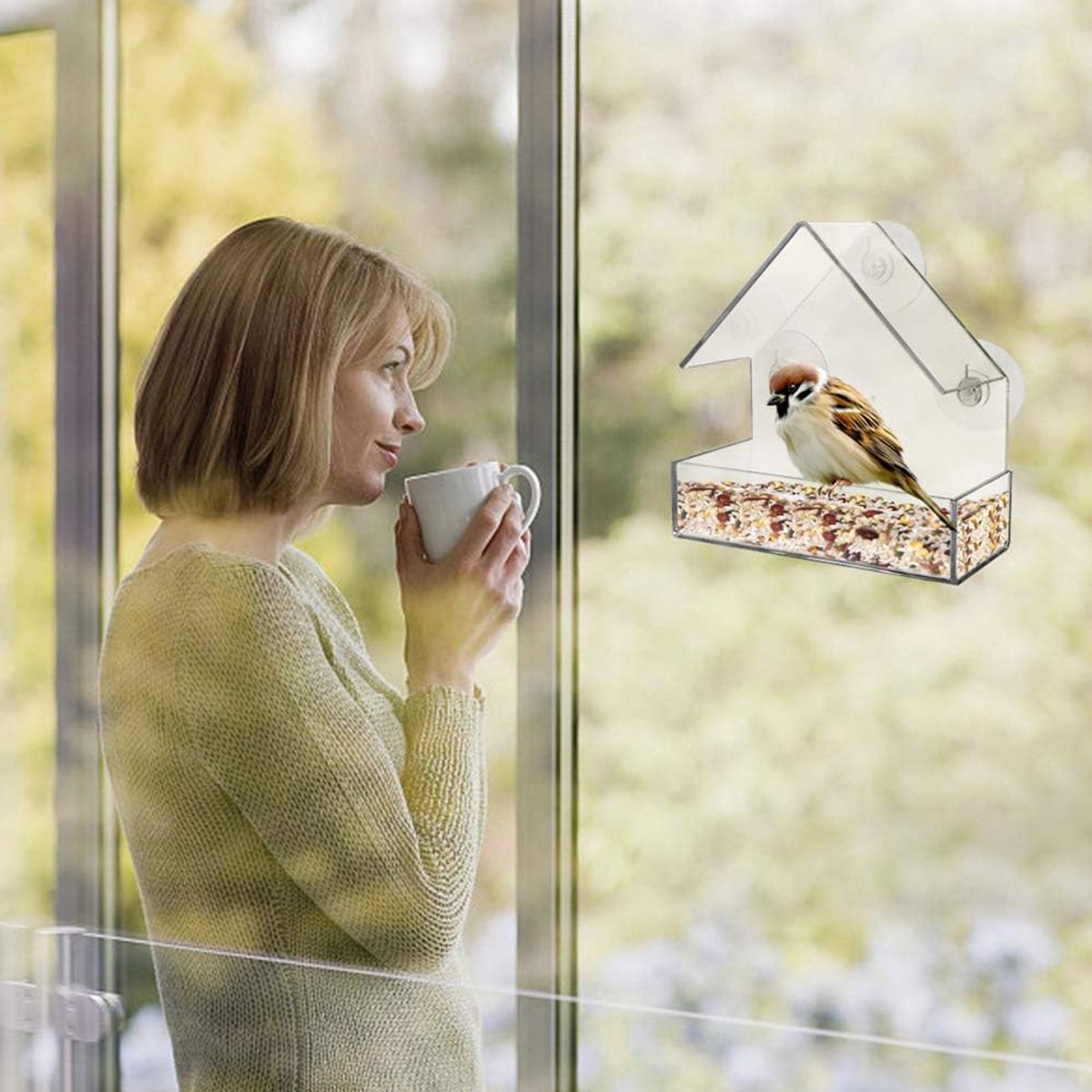 Window Bird Feeder - 2 Pieces Hanging Birdhouse - bird feeder - Transparent with Suction Cup - Transparent Window Feeder - Transparent - outdoor birdhouse