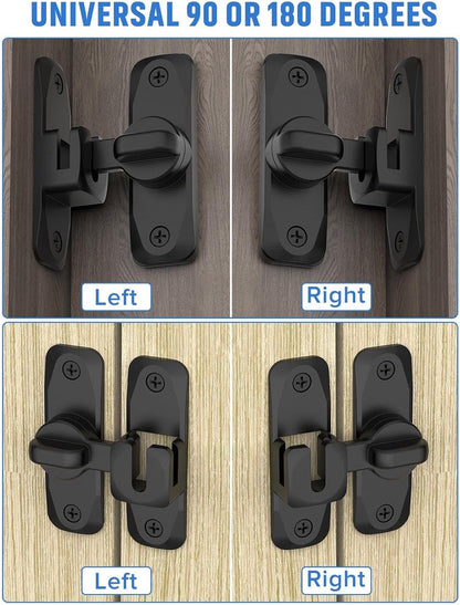 pieces - 90/180 degrees - sliding door lock - privacy protection - security sliding door lock - small gate locks - hardware for shed, garden, bathroom, cupboard, window - 80*25 mm - black