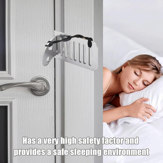 2 pieces - Door stopper - Portable door lock - Lock - Portable security door locks - Anti-theft door stopper - Anti-burglary door stopper - theft protection - for travel, apartments, hotels, schools, vacation homes - 8*3 cm - silver