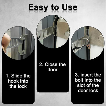 2 pieces - Door stopper - Portable door lock - Lock - Portable security door locks - Anti-theft door stopper - Anti-burglary door stopper - theft protection - for travel, apartments, hotels, schools, vacation homes - 8*3 cm - silver
