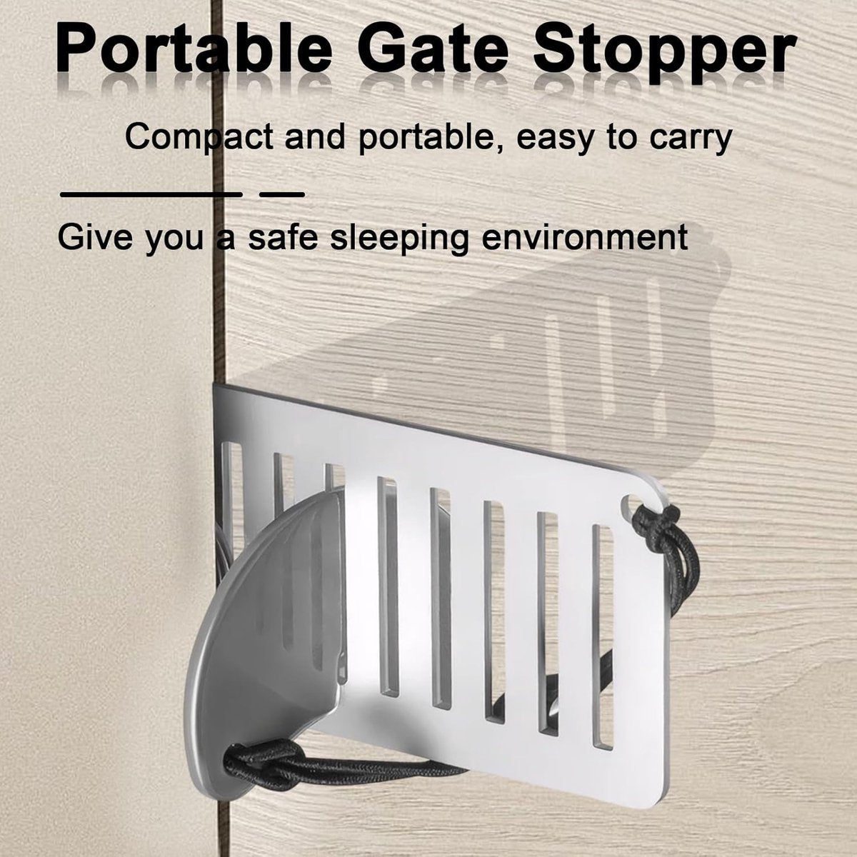 2 pieces - Door stopper - Portable door lock - Lock - Portable security door locks - Anti-theft door stopper - Anti-burglary door stopper - theft protection - for travel, apartments, hotels, schools, vacation homes - 8*3 cm - silver