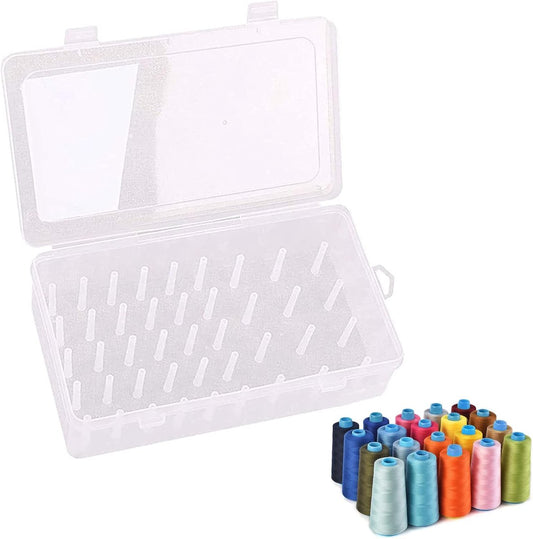 Sewing thread spool with 42 spools - Transparent sewing thread storage box - Empty sewing thread spools - High-capacity sewing thread storage box - Embroidery thread storage box - For organizing sewing thread spools