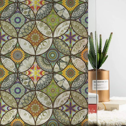 Dktie Decorative Window Film - Stained Glass Window Film - Decorative Film - Window Film - Privacy Screen Printing for Windows - Frosted Glass - Circle Pattern - Static - Adhesion - Window Film Window Privacy - Decorative Film - Simple Fix Window Film - 4