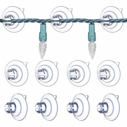 60 pieces - String Light Suction Cups - Suction Cup Hook - String Light Hanging Hooks - Suction Cups for String Lights - Suction Cup Holder for String Lights - Hooks - for party lighting, lighting and Christmas decorations - for windows and glass - transp