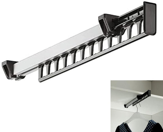 Extendable Clothes Rail - Adjustable Clothes Rail - Telescopic Extendable Clothes Rack - Extendable Clothes Rail - Adjustable Clothes Rail - Clothes Hanger - Metal Wardrobe Rail - Wardrobe Rack - extendable clothes rail - 315*42*50 mm - black