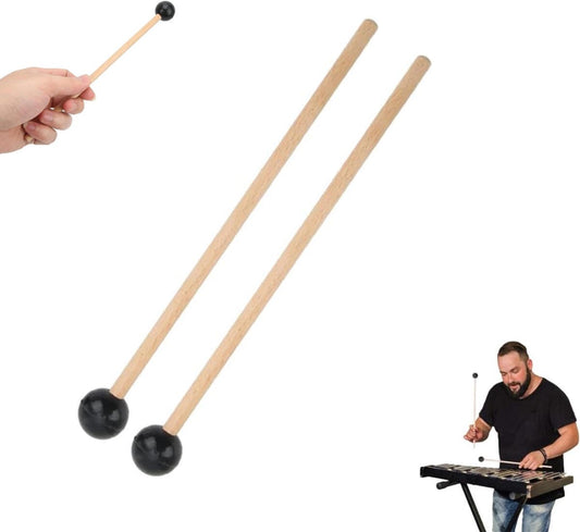 1 pair - Drumsticks - Mallets Sticks - Mallets - Wooden xylophone sticks - - hollow drumsticks - wooden percussion sticks with wooden handle - rhythm sticks - for glockenspiel, wooden block, percussion instruments - 18.7 cm - black