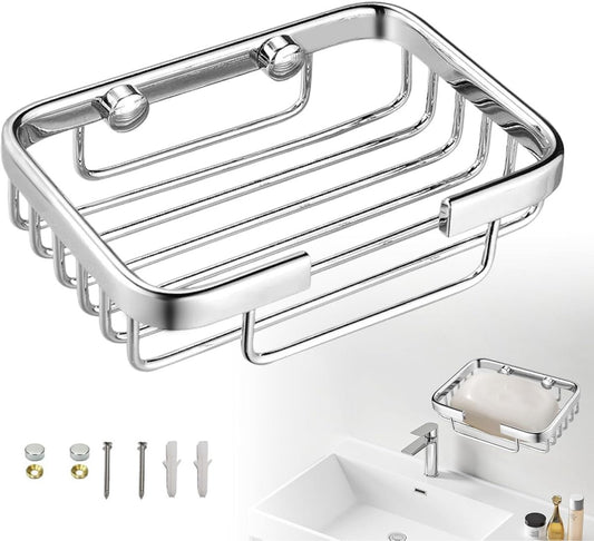 Soap Holder - 135*85*35 cm - Waterproof Stainless Steel Soap Dish - Storage Rack - Stainless Steel Metal Wall-Mounted Soap Rack - Shower Soap Basket - Soap Rack - Dish Holder - Sink Rack - With Screws - For Shower, Bathroom, Bath, Kitchen, Washbasin - Sil