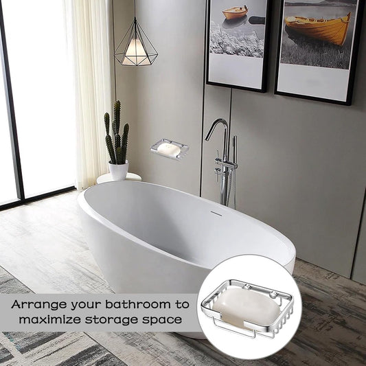 Soap Holder - 135*85*35 cm - Waterproof Stainless Steel Soap Dish - Storage Rack - Stainless Steel Metal Wall-Mounted Soap Rack - Shower Soap Basket - Soap Rack - Dish Holder - Sink Rack - With Screws - For Shower, Bathroom, Bath, Kitchen, Washbasin - Sil