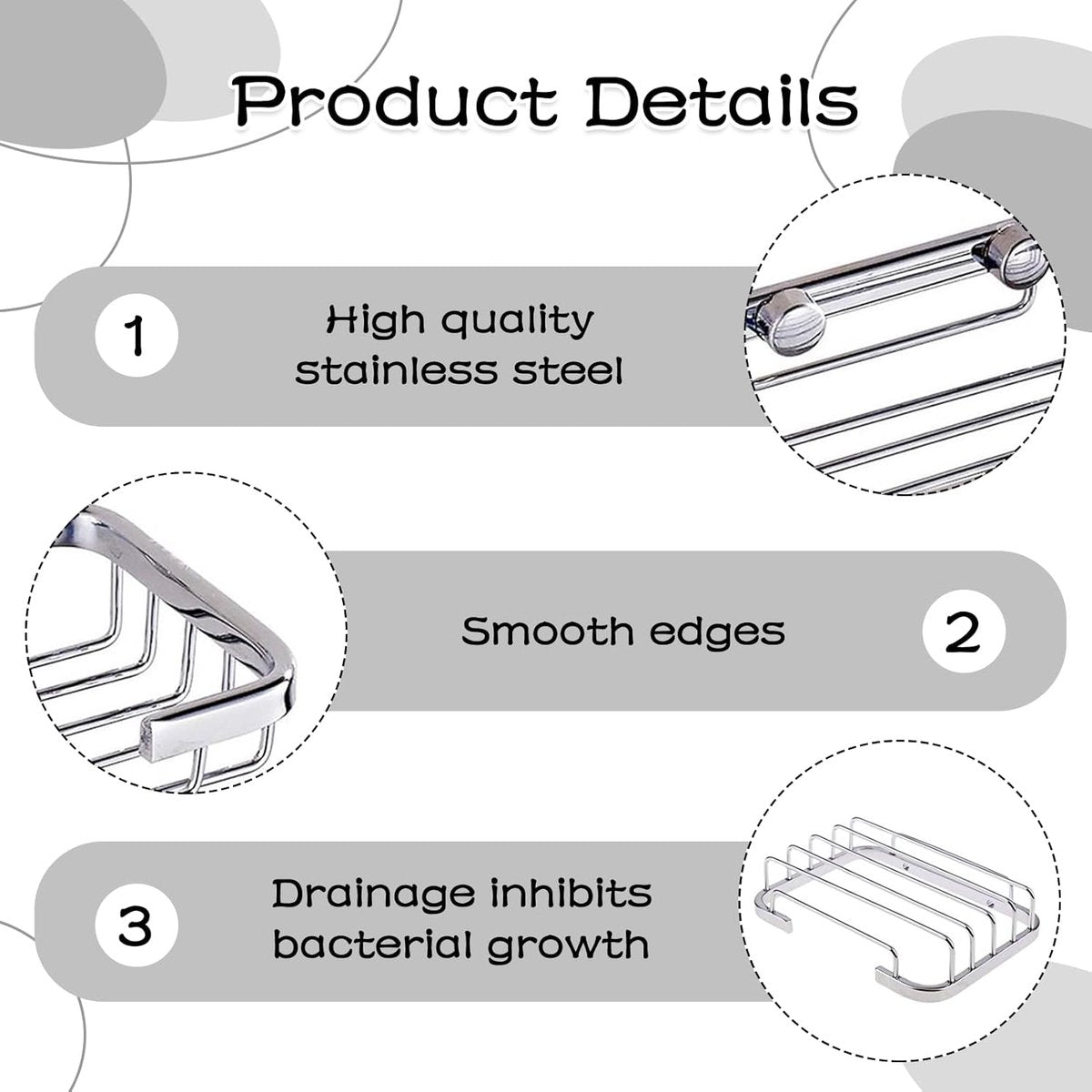 Soap Holder - 135*85*35 cm - Waterproof Stainless Steel Soap Dish - Storage Rack - Stainless Steel Metal Wall-Mounted Soap Rack - Shower Soap Basket - Soap Rack - Dish Holder - Sink Rack - With Screws - For Shower, Bathroom, Bath, Kitchen, Washbasin - Sil