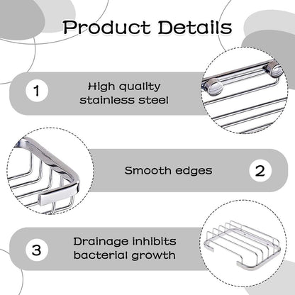 Soap Holder - 135*85*35 cm - Waterproof Stainless Steel Soap Dish - Storage Rack - Stainless Steel Metal Wall-Mounted Soap Rack - Shower Soap Basket - Soap Rack - Dish Holder - Sink Rack - With Screws - For Shower, Bathroom, Bath, Kitchen, Washbasin - Sil