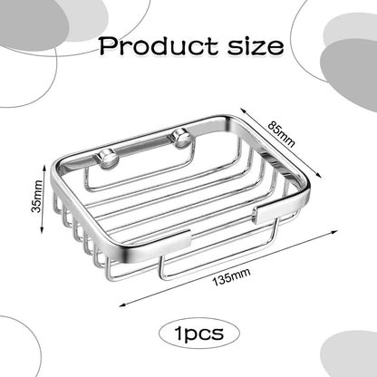 Soap Holder - 135*85*35 cm - Waterproof Stainless Steel Soap Dish - Storage Rack - Stainless Steel Metal Wall-Mounted Soap Rack - Shower Soap Basket - Soap Rack - Dish Holder - Sink Rack - With Screws - For Shower, Bathroom, Bath, Kitchen, Washbasin - Sil