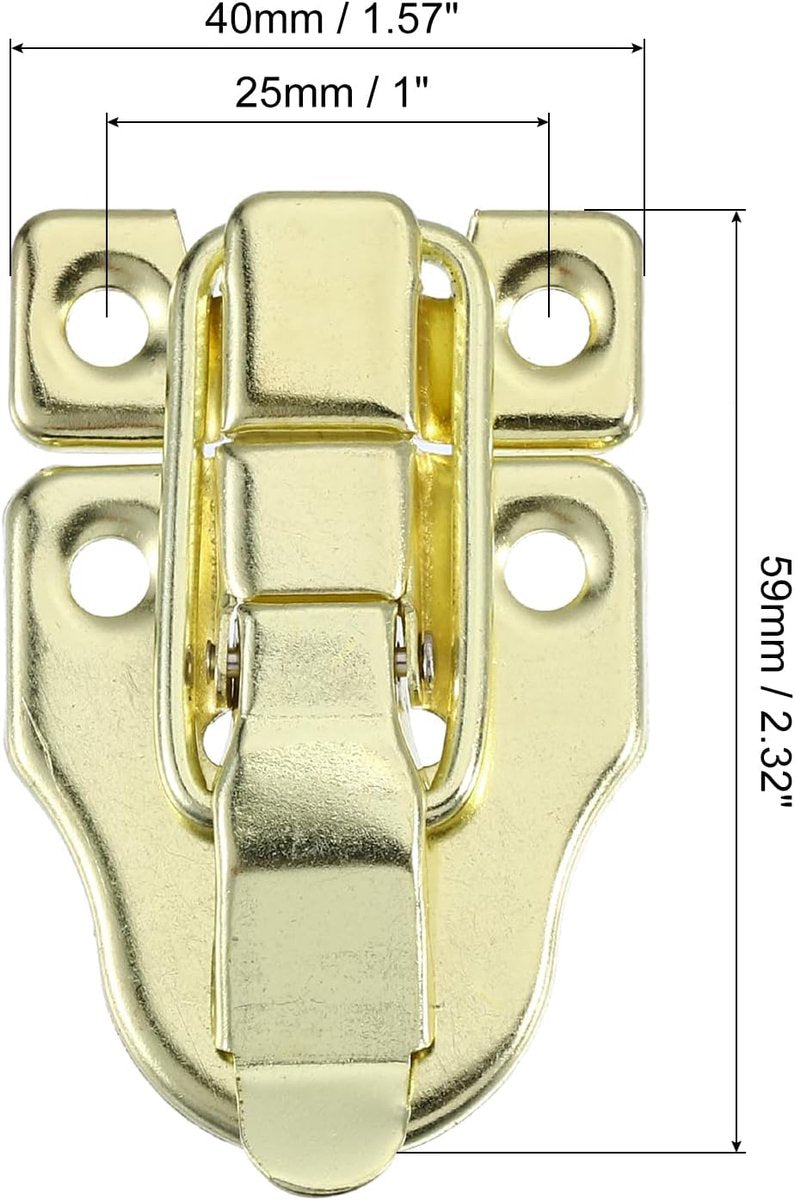 pieces - 58*40 mm - lock - cabinet locks - box lock - toggle lock - metal box toggle lock - with mounting screws - for jewelry box - wooden cabinet - decorative - gold