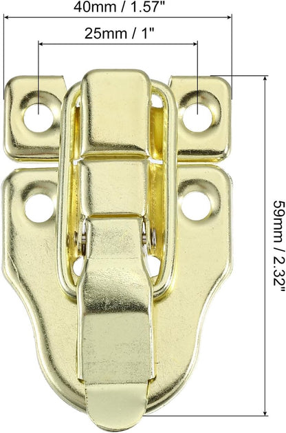 pieces - 58*40 mm - lock - cabinet locks - box lock - toggle lock - metal box toggle lock - with mounting screws - for jewelry box - wooden cabinet - decorative - gold