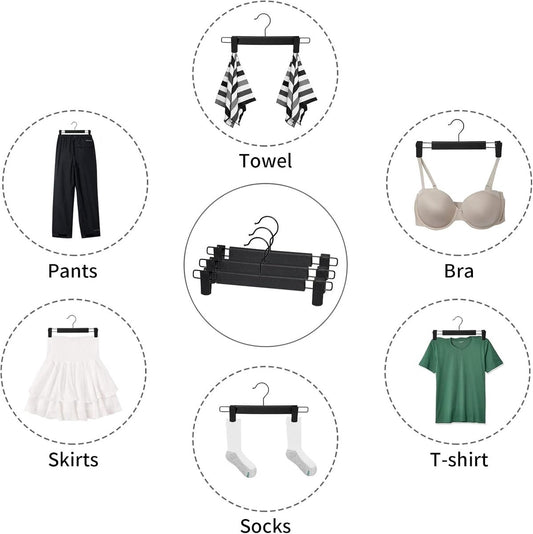 Clothes Hangers - 20 Pieces - Trouser Hangers - Trouser Hangers with Clips - Garment Hangers - Skirt Hangers - Non-Slip Hanger with Clips - Clothes Rack/Coat Rack/Jacket/Trouser Hanger - Space-Saving - Adjustable Clip Hangers, Garment Coat Clothes Jeans H