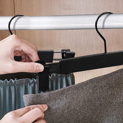 Clothes Hangers - 20 Pieces - Trouser Hangers - Trouser Hangers with Clips - Garment Hangers - Skirt Hangers - Non-Slip Hanger with Clips - Clothes Rack/Coat Rack/Jacket/Trouser Hanger - Space-Saving - Adjustable Clip Hangers, Garment Coat Clothes Jeans H