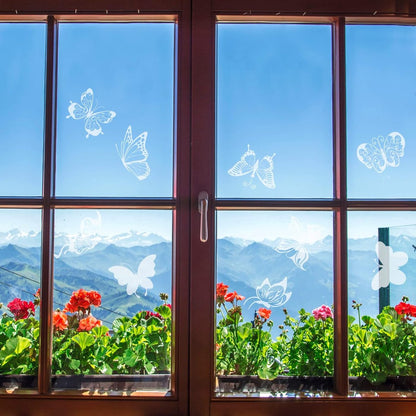 28 pieces - transparent window stickers - butterfly patterns and leaf shapes - warning decorative stickers - for home - window stickers - window decoration - prevent birds from hitting glass