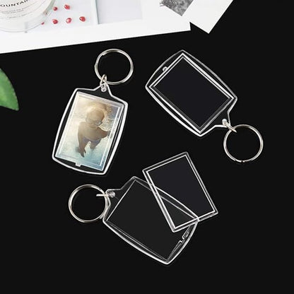 Photo Keychain - 30 Pieces - Empty Photo Frame Keychains - Transparent Clear Acrylic Keychains - Transparent - Small Photo Frames - Holds personalized, custom, and passport-sized photos measuring 1.57" x 2.2"
