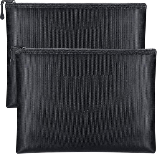 Fireproof Document Bag - 2 Pack - Fireproof and Waterproof Cash Bag with Zipper - Fireproof Document Bags - 13.4 x 9.4 Inch Waterproof and Fireproof Cash Bag Document Holder with Zipper - Fireproof Safe Storage Bag