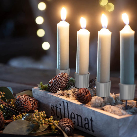 4 pieces - Candle holder - candle holder - candlestick - Christmas wreath candle holders - metal candlestick - Christmas decorations - home decoration - candle accessories - 2.5*2.5*11 cm - white