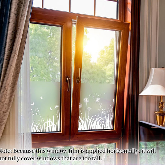 Window Privacy Film - Window Film - Anti-Peek Window Film - Glueless Frosted Privacy Film - Self-Adhesive Window Film - Flower Garden Window Stickers - Static Anti-Peek Window Film - for Kitchen, Bathroom, Window - Blackout Frosted Glass Film - 44 x 200 c