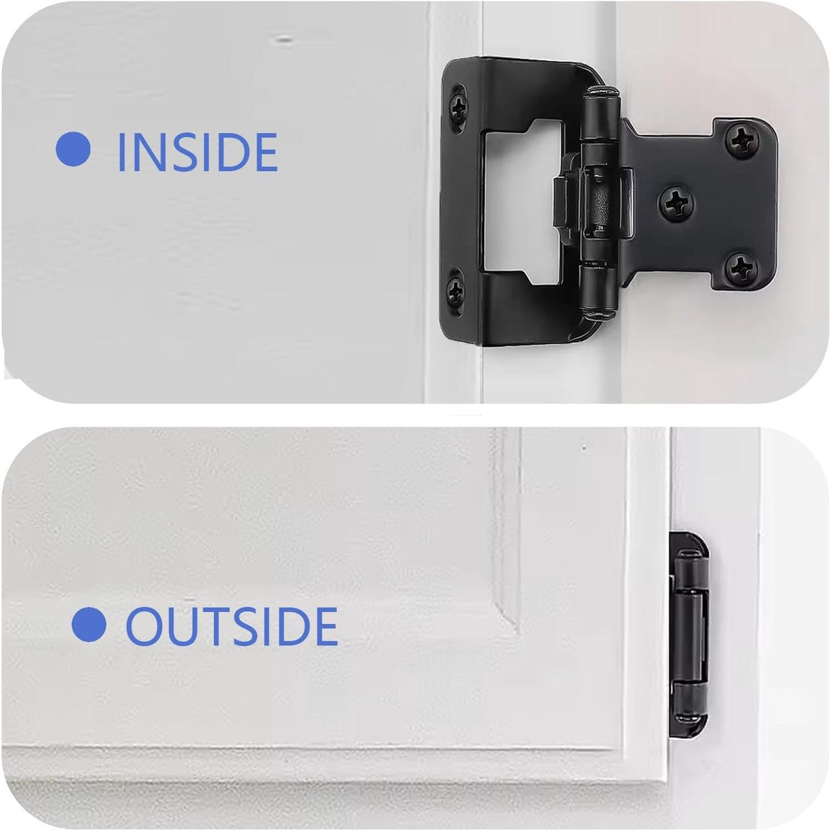 pieces - Hinges - Kitchen cabinet hinges - Cabinet door hinges - Furniture hinges - Flap hinge - Interior door hinges - surface-mounted hinges for kitchen cabinets - semi-concealed cabinet hinges - with screws - for cabinet doors, cabinets - black