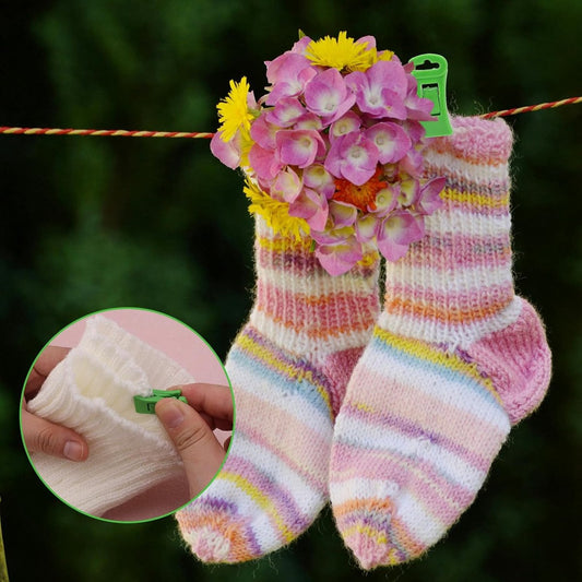 Sock dryer - 50 pieces - Sock clips - Pegs - Colorful sock clips - Plastic sock clamps - Anti-loss drying rack - Sock drying rack - Sock drying rack - Drying carousel - 5 colors