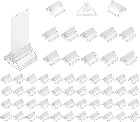 80 pieces - acrylic card holders - acrylic place card holders - reusable - transparent label holders - table menu holders - playing card holders - display stand - photo display - 2*2*1.3 cm - transparent