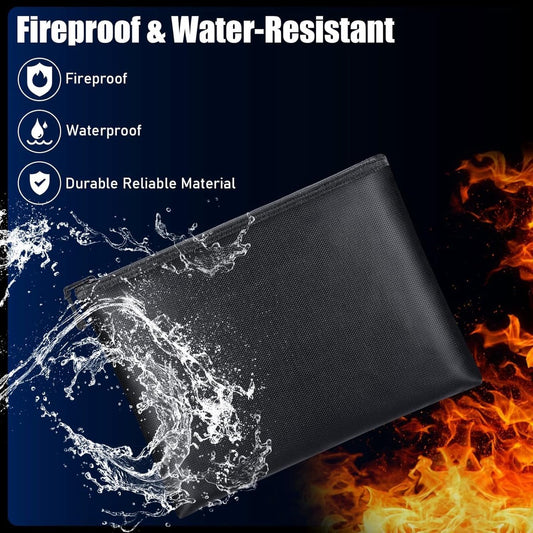 Fireproof document bag - fireproof and waterproof money bag with zipper for cash - Fireproof Document Bags - 13.4 x 9.4 Inch Waterproof and Fireproof Money Bag Document Holder with Zipper - Fireproof Safe Storage Bag