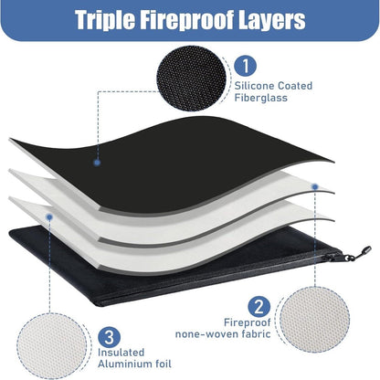Fireproof document bag - fireproof and waterproof money bag with zipper for cash - Fireproof Document Bags - 13.4 x 9.4 Inch Waterproof and Fireproof Money Bag Document Holder with Zipper - Fireproof Safe Storage Bag