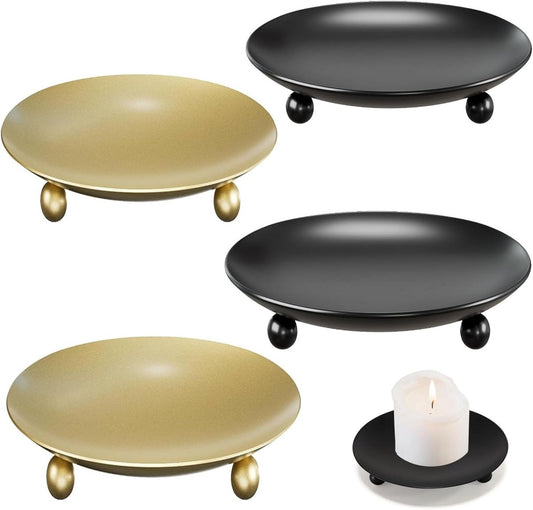4 pieces - Candlestick - Candle holder - candle holder - metal candlestick - Christmas decorations - home decoration - candle accessories - storage rack - for table decorations for weddings, family reunions and decorations - 9*1.5 cm - gold, black