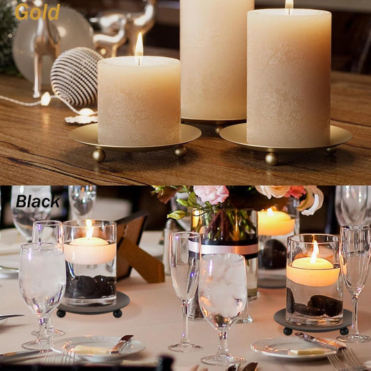 4 pieces - Candlestick - Candle holder - candle holder - metal candlestick - Christmas decorations - home decoration - candle accessories - storage rack - for table decorations for weddings, family reunions and decorations - 9*1.5 cm - gold, black