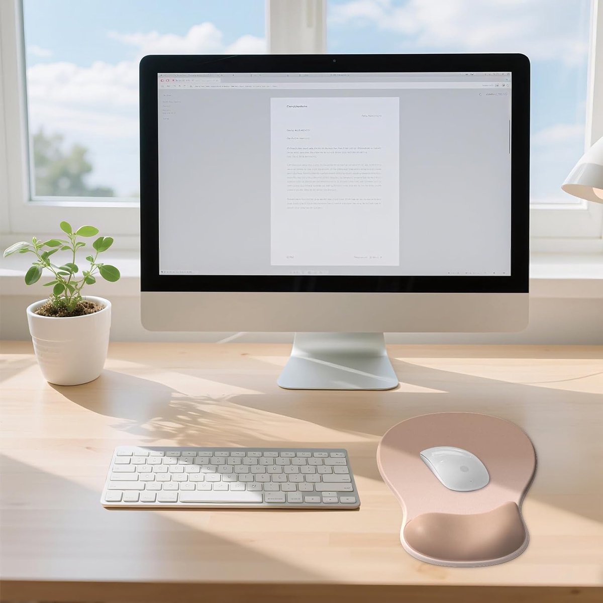 Gel mouse pad - mouse pad with wrist rest - Gaming Mouse Pad - Mouse Pad with Memory Foam Wrist Rest and Non-Slip Base - Non-Slip - Desk Accessories for Office - Office - For Computer, Cafe, Home & Office - 26 × 19.5 cm - Gradient Apricot