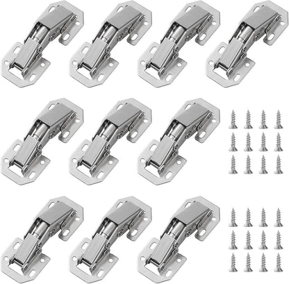 10 pieces - hinges - 3 inch - invisible stainless steel hinges - 90 degrees - cabinet hinges - kitchen door hinges - with screws - for furniture doors, drawers, windows and wardrobes - no drilling required - 77*32 mm - silver
